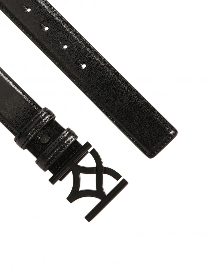 Kazar Classic Black Belt With Logoed Buckle