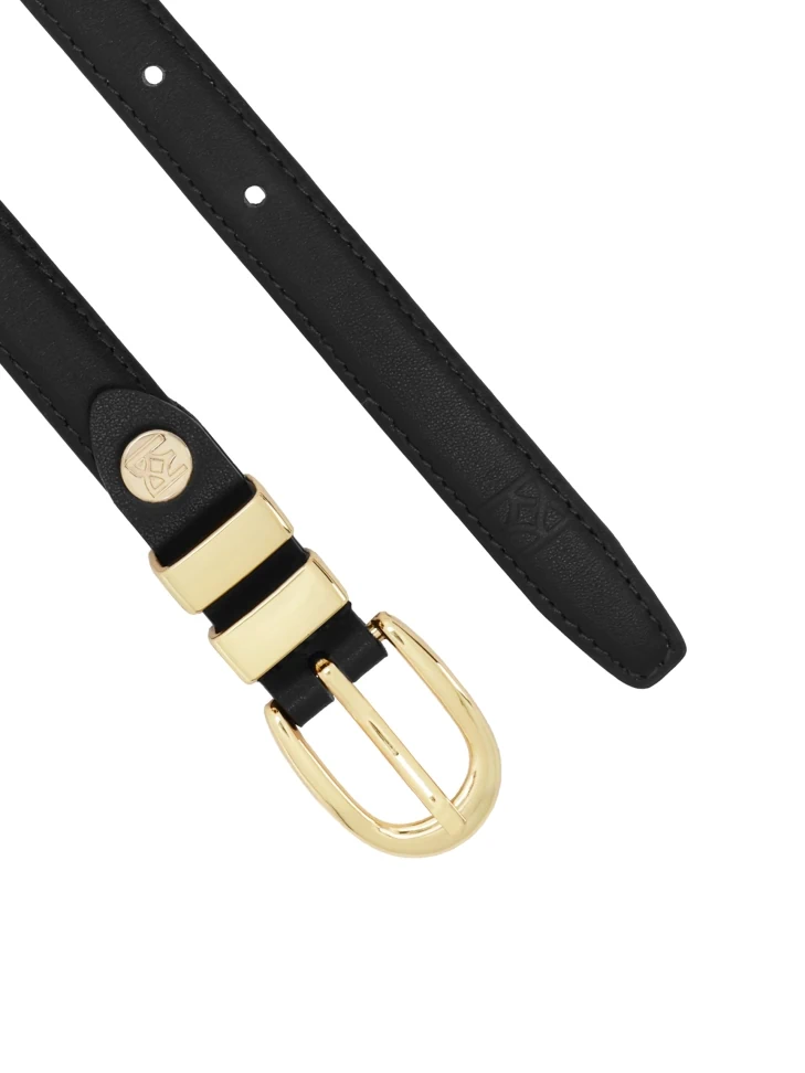 Kazar Classic Black Belt With Narrow Profile