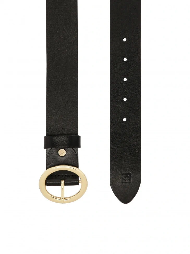 Kazar Classic Black Belt With Round Buckle
