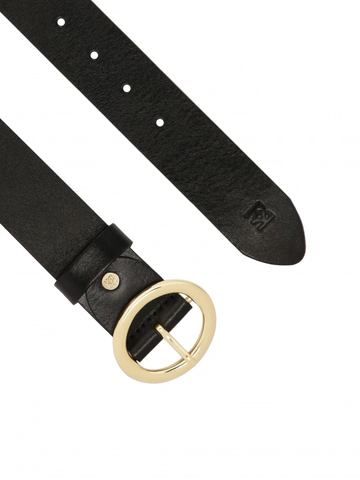 Kazar Classic Black Belt With Round Buckle
