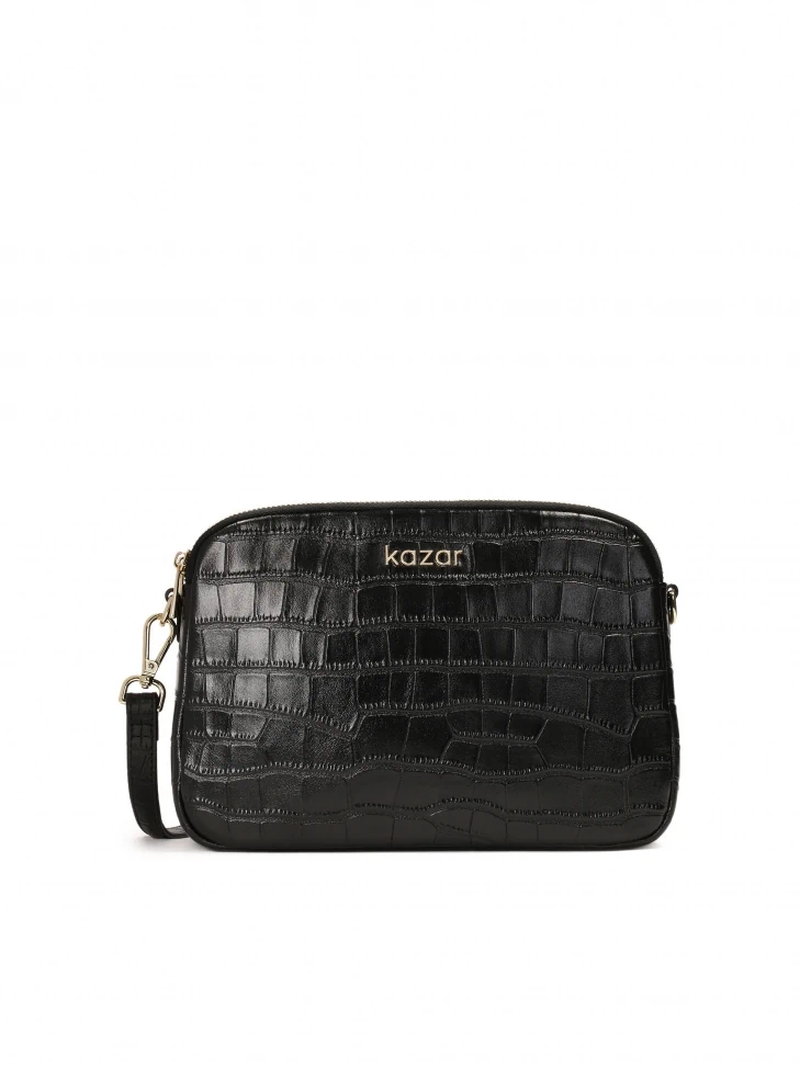 kazar Classic black croco leather handbag