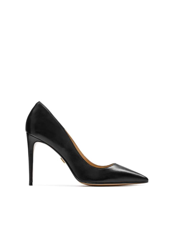 Kazar Classic Black Grain Leather Stilettos
