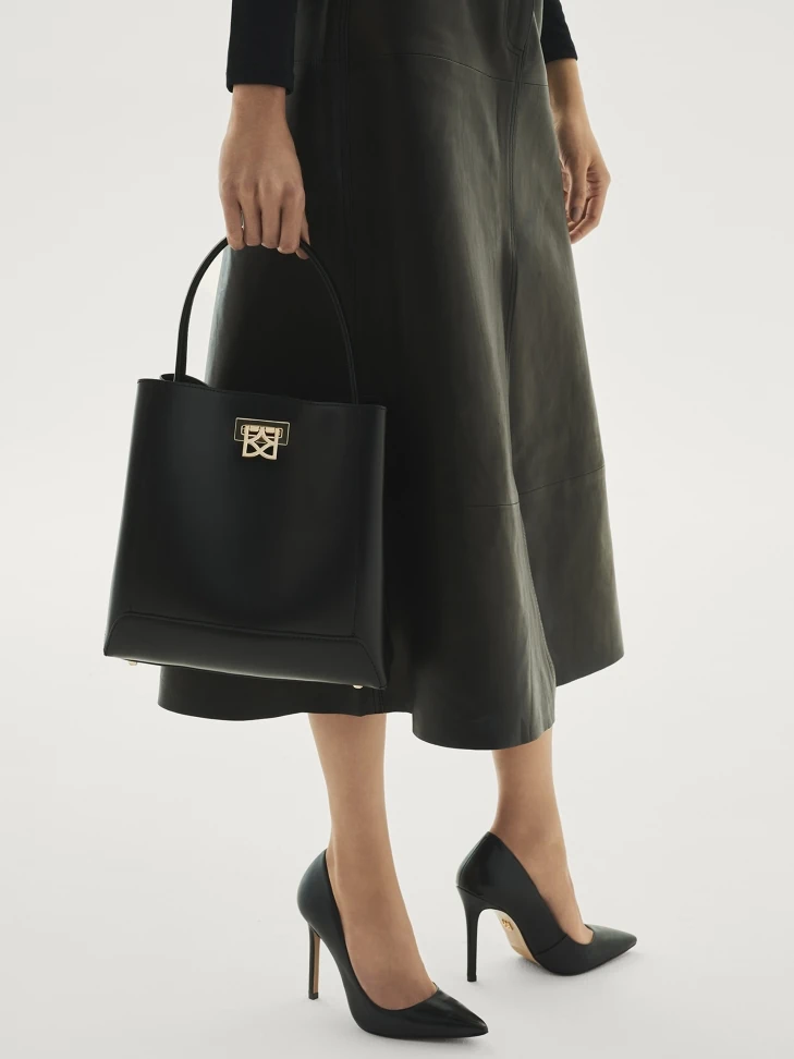 Kazar Classic Black Grain Leather Stilettos