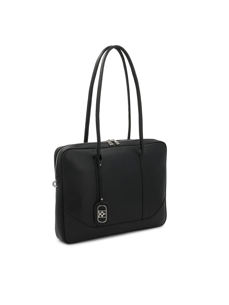 Kazar Classic Black Leather Laptop Bag