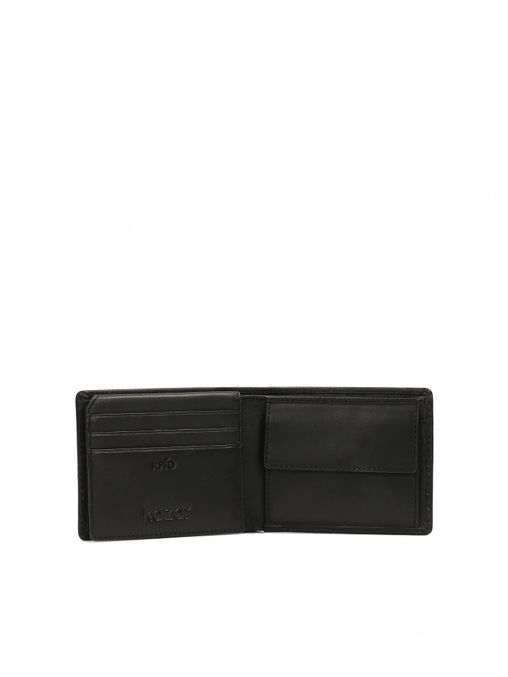 Kazar Classic Black Leather Men's Wallet