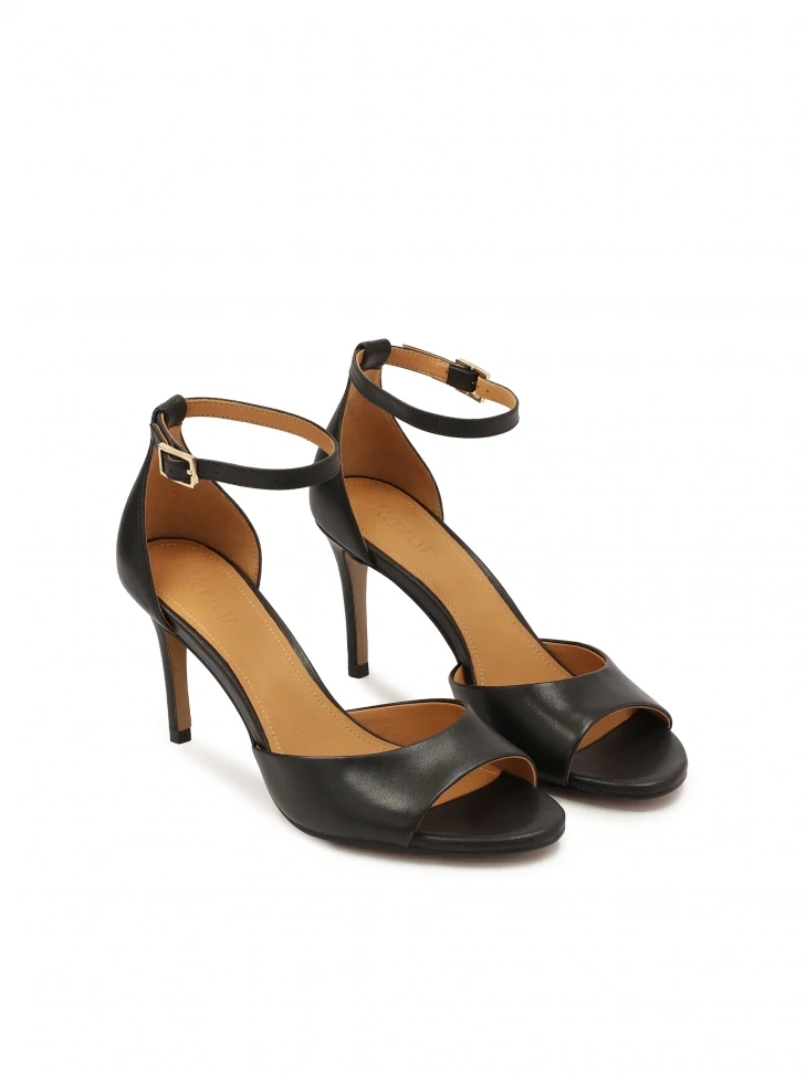 Kazar Classic Black Sandals With Full Heel