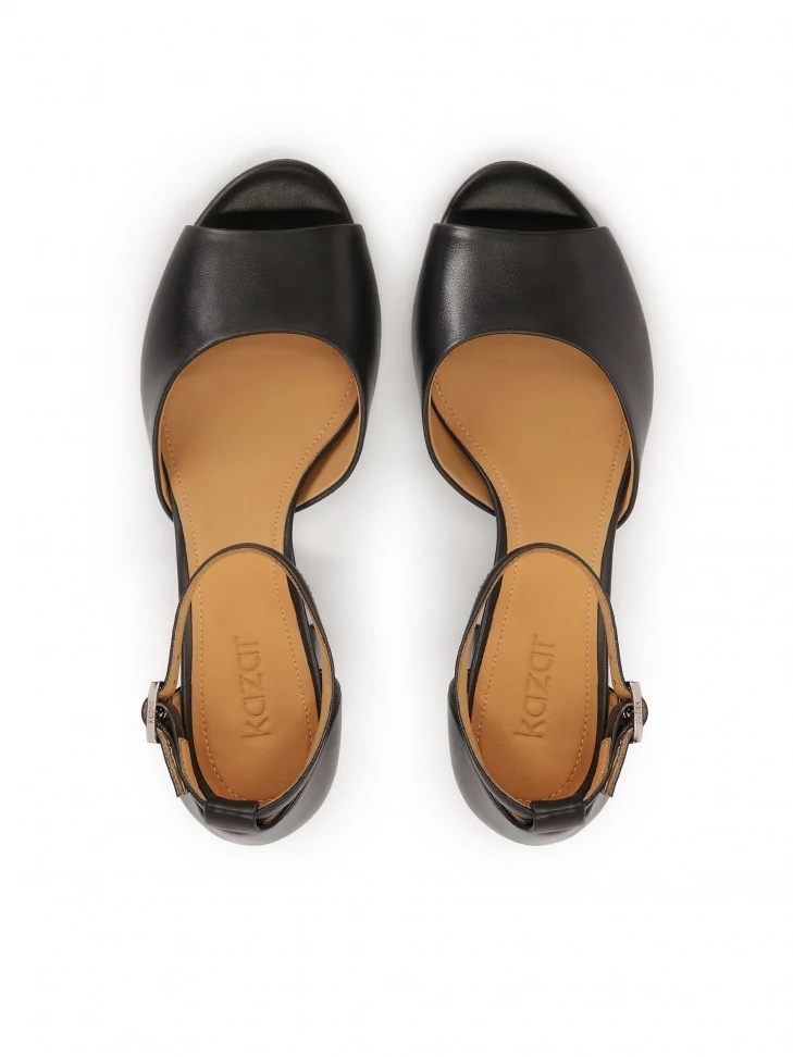 Kazar Classic Black Sandals With Wide Strap