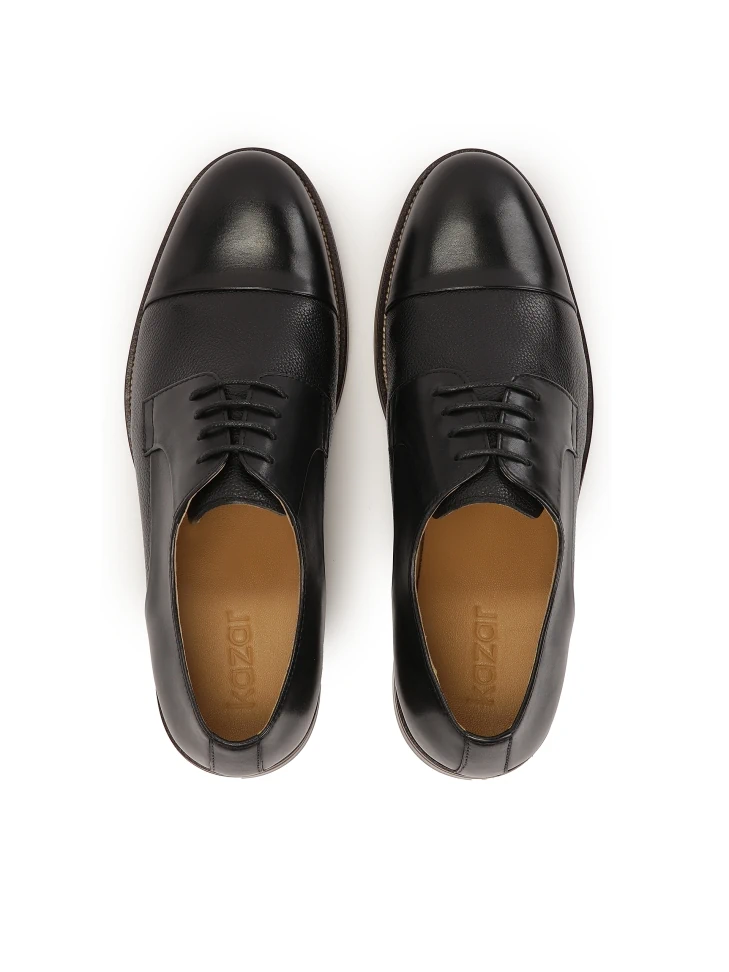 Kazar Classic Black Shoes On A Brown Sole