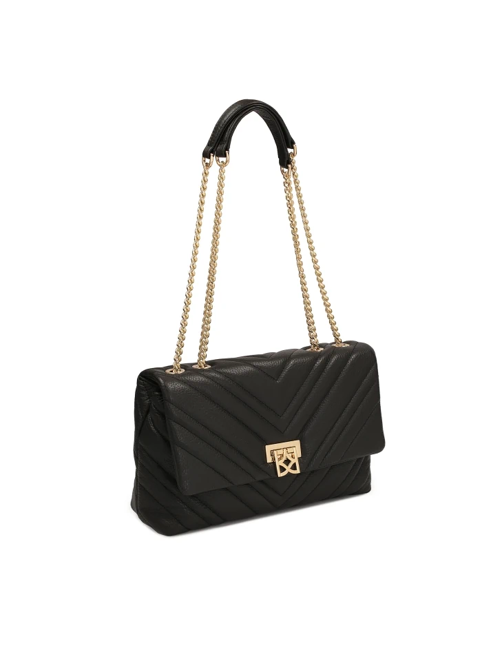 Kazar Classic Black Shoulder Bag With A Chain