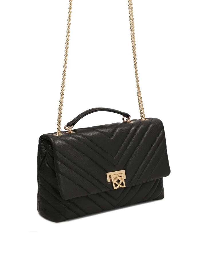 Kazar Classic Black Shoulder Bag With A Chain