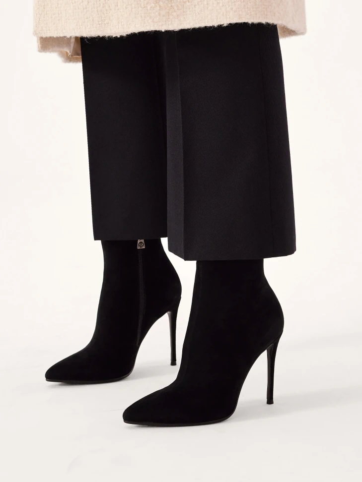 Kazar Classic Black Suede Boots With Stiletto Heel