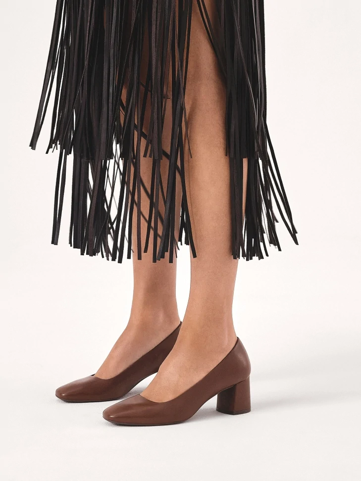 Kazar Classic Brown Pumps With Square Nose