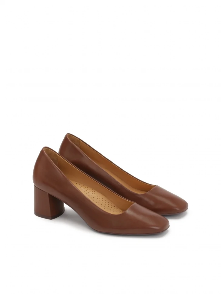 Kazar Classic Brown Pumps With Square Nose