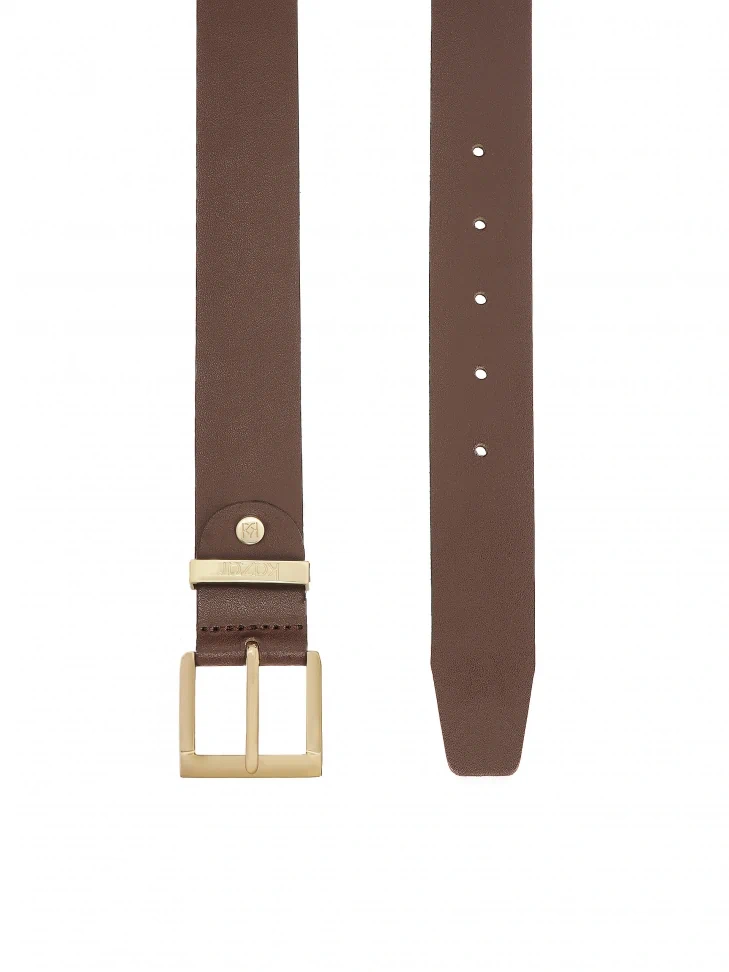 Kazar Classic Dark Brown Belt With Gold Buckle