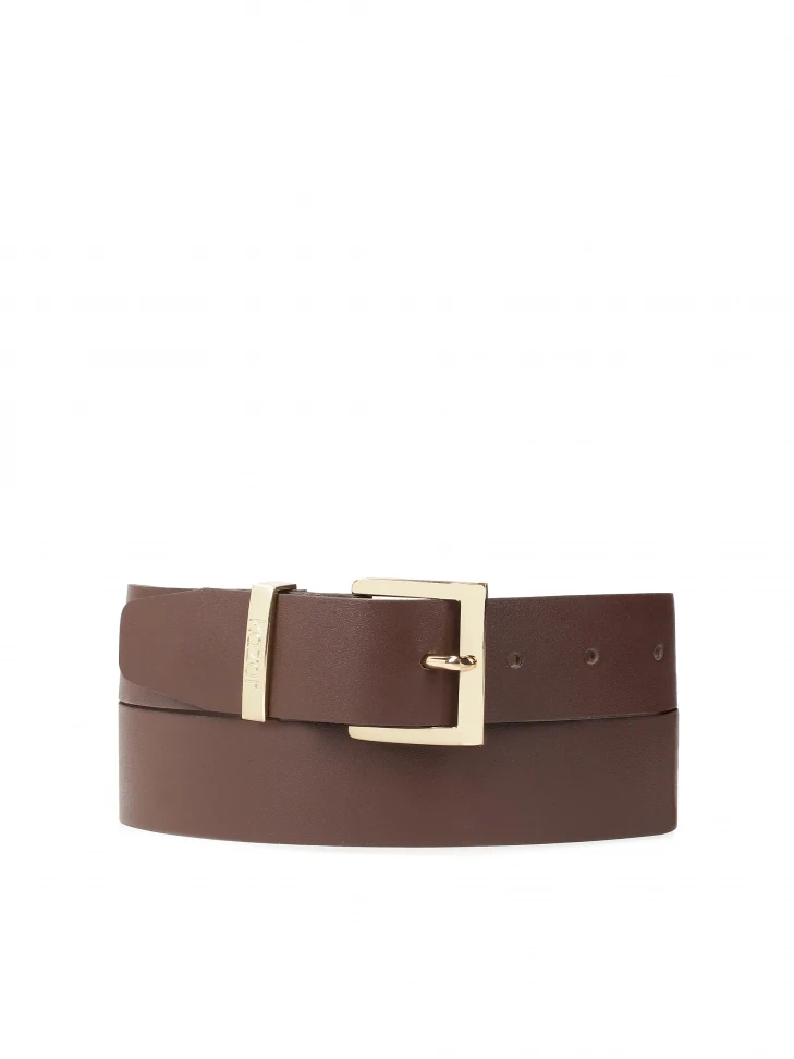 kazar Classic dark brown belt with gold buckle
