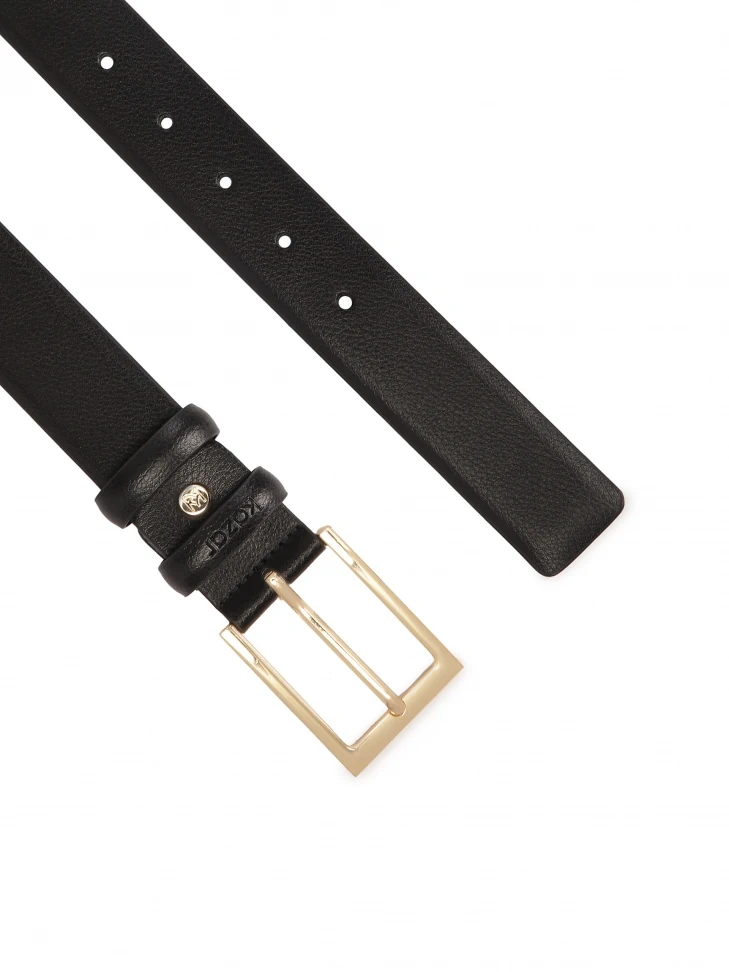 Kazar Classic Narrow Dress Belt With Gold Buckle
