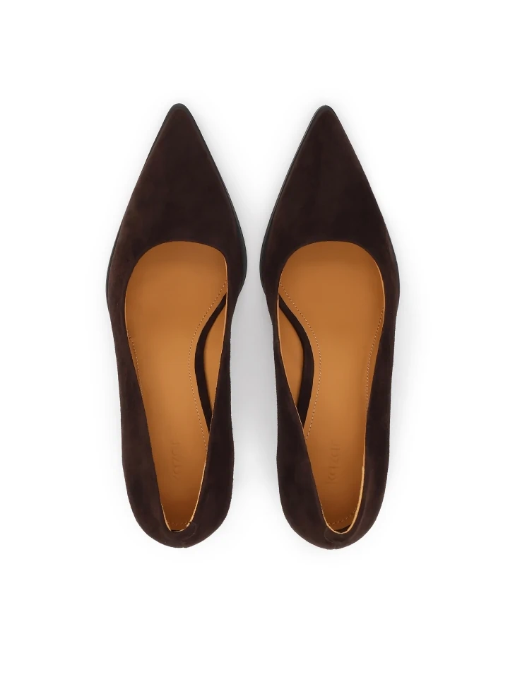 Kazar Classic Suede Pumps In Brown Color