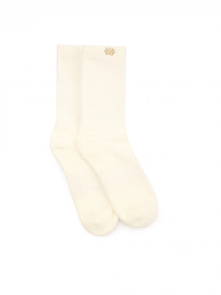 Kazar Combed Cotton Socks In Broken White