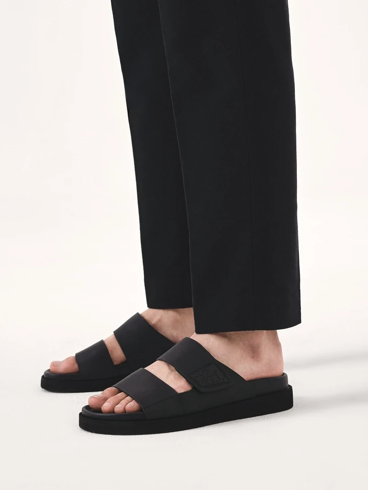 Kazar Comfortable Black Slides With Matte Finish