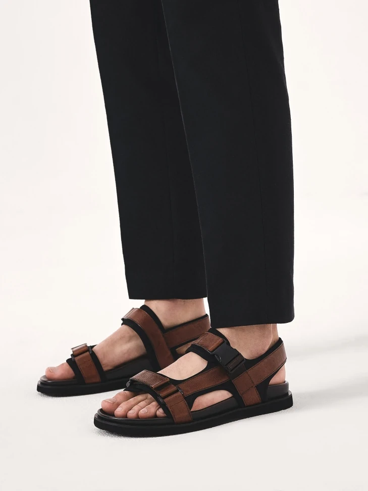 Kazar Comfortable Leather Sandals In Brown Color