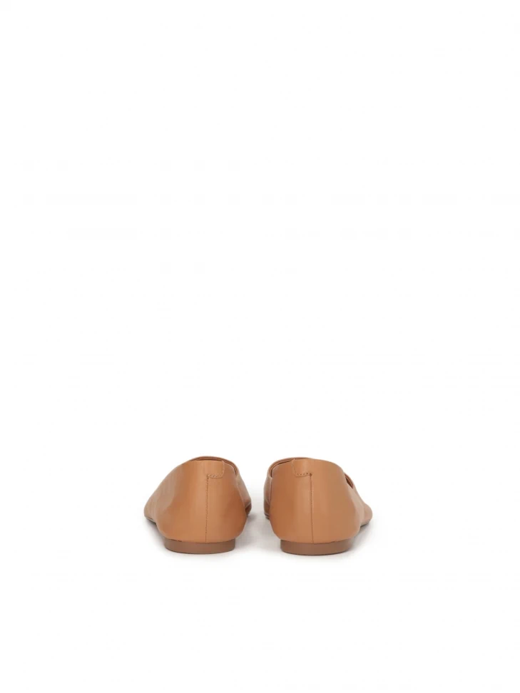 Kazar Comfortable Light Brown Leather Ballerinas