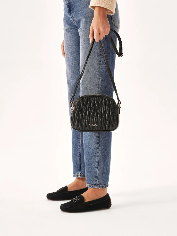 Kazar Comfortable Suede Moccasins In Black Color