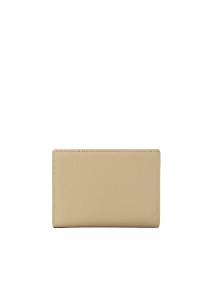 Kazar Compact Beige Wallet With Embossed Pattern