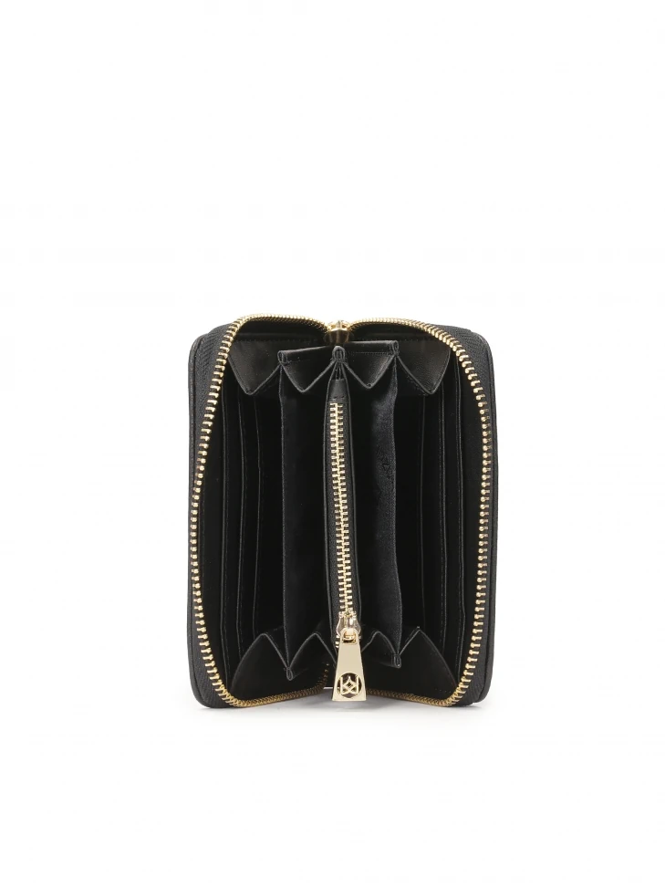 Kazar Compact Black Wallet With Red Roses