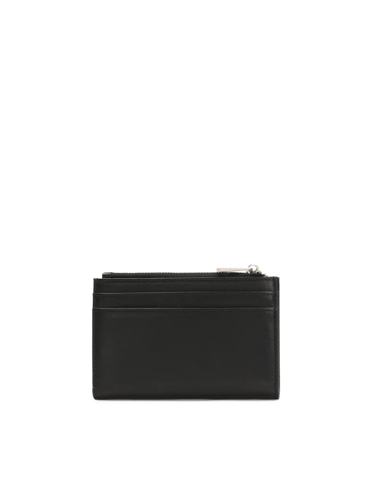 Kazar Compact Black Wallet With Zipper Closure