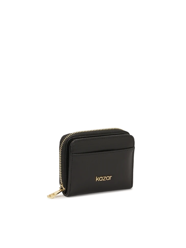 Kazar Compact Black Zip Wallet