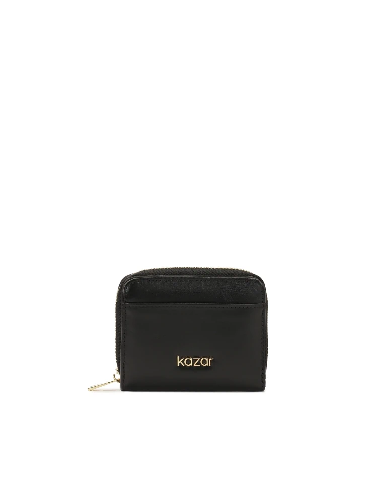 kazar Compact black zip wallet