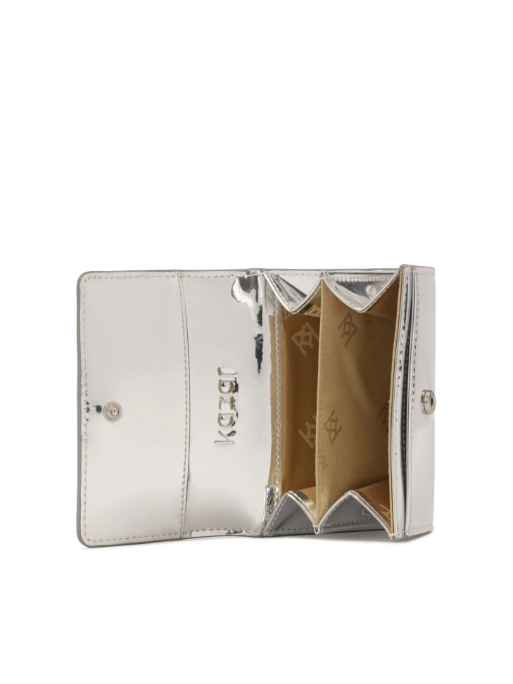 Kazar Compact Silver Wallet In Patent Leather