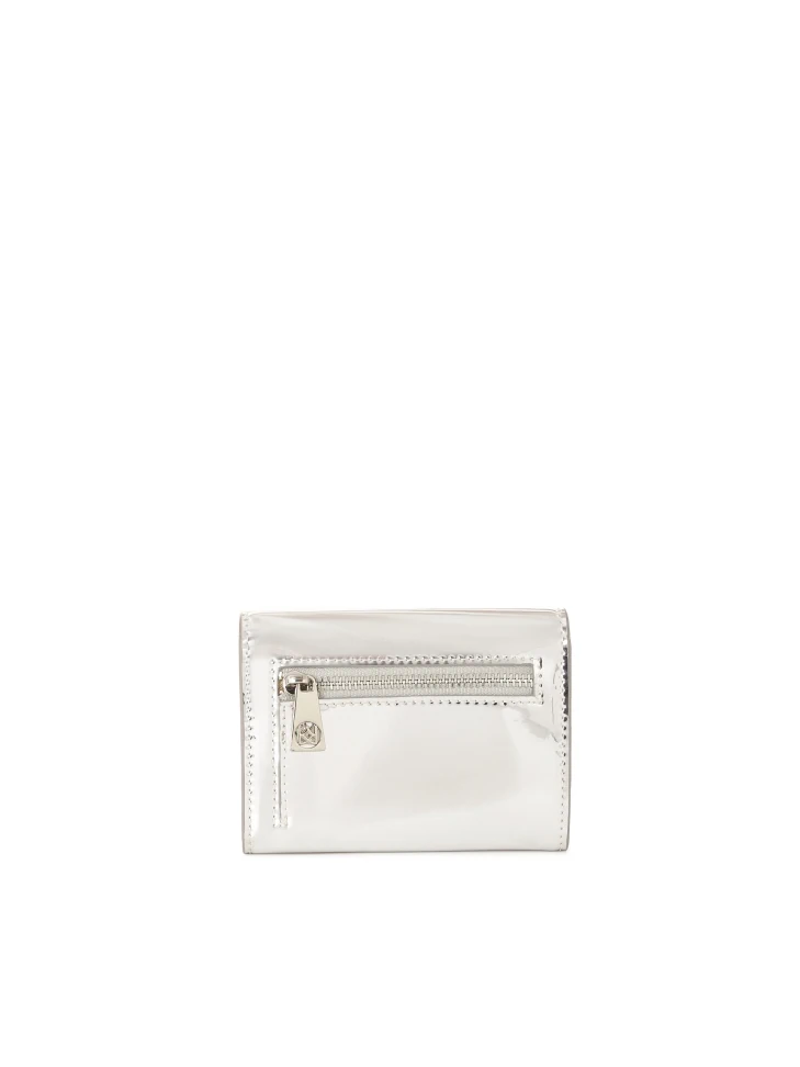 Kazar Compact Silver Wallet In Patent Leather