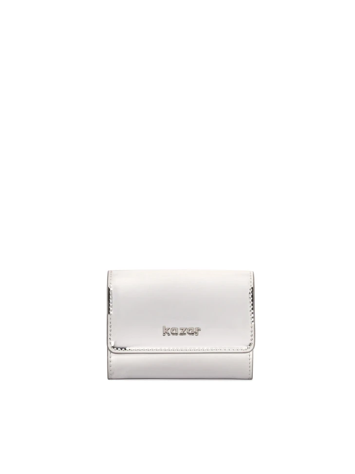 kazar Compact silver wallet in patent leather