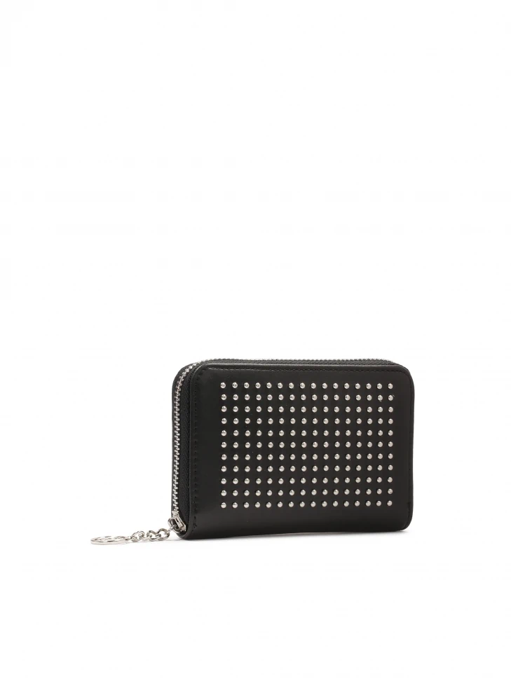 Kazar Compact Zip Wallet Decorated With Rivets