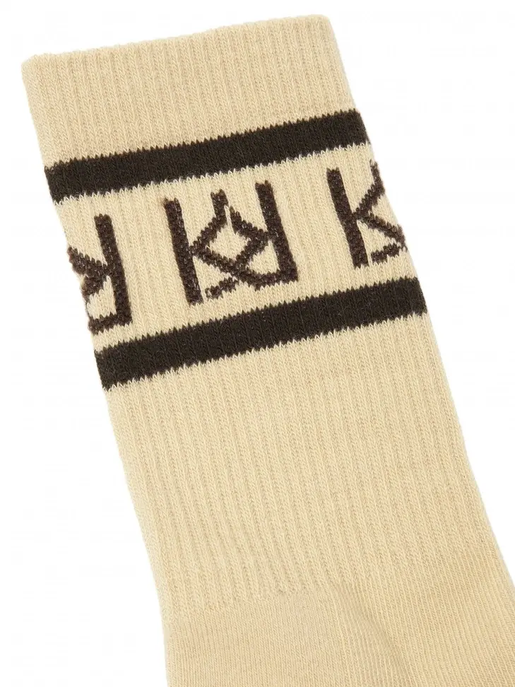 Kazar Cotton Beige Socks With KAZAR Monograms