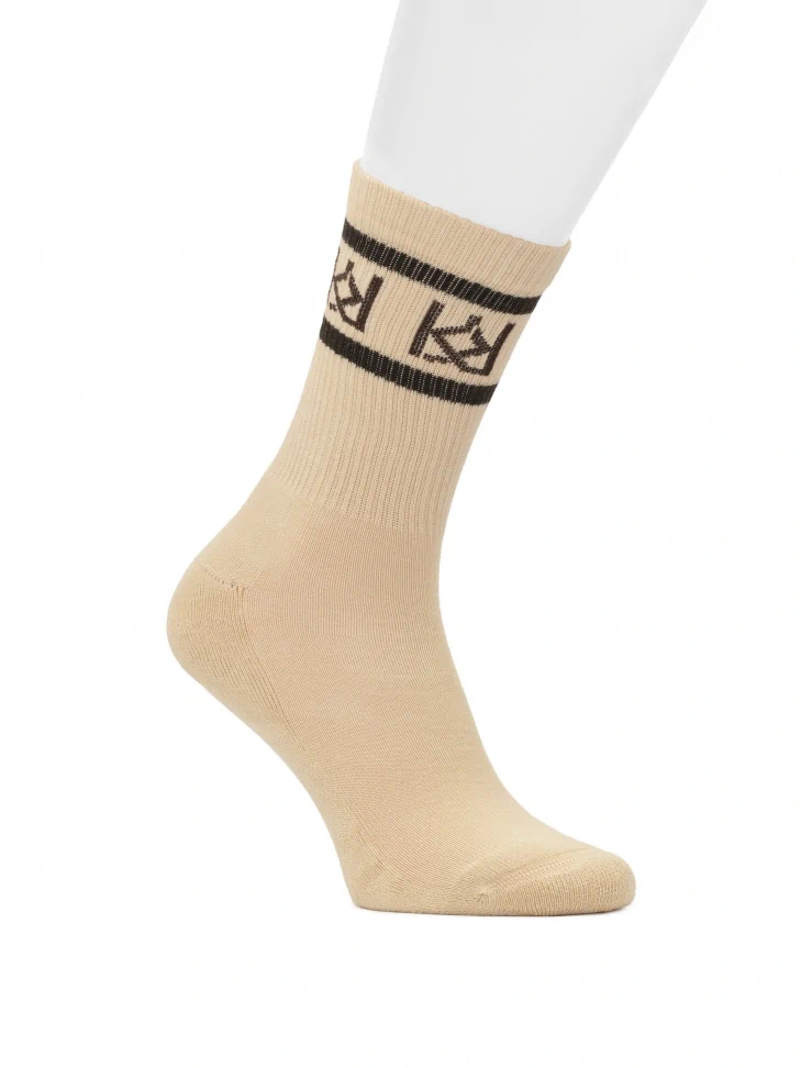 kazar Cotton beige socks with KAZAR monograms