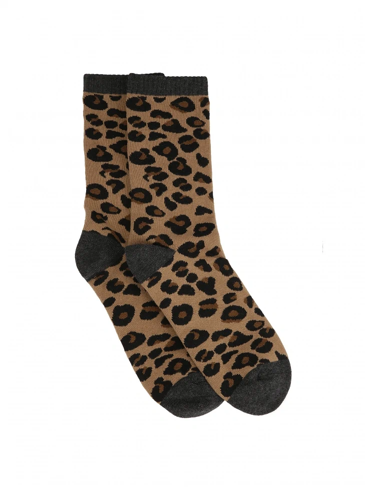 Kazar Cotton Socks For Women In Leopard Print