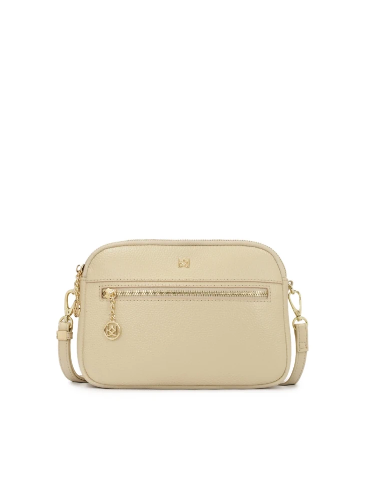 kazar Cream 3-compartment leather handbag