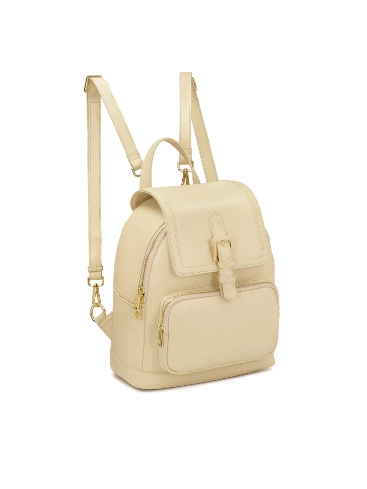 Kazar Cream Backpack With Detachable Suspenders