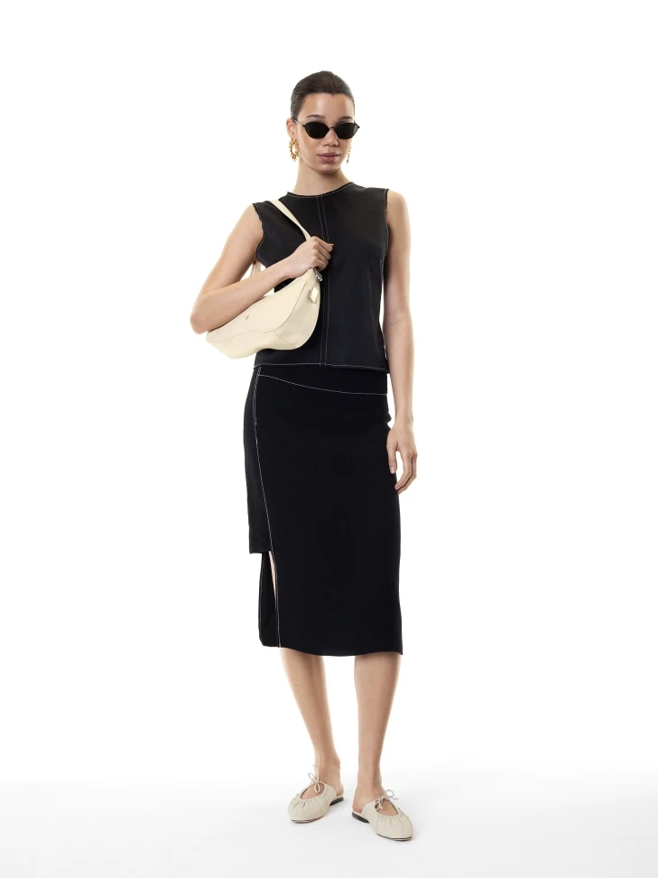 Kazar Cream Baguette Handbag With Silver Hardware