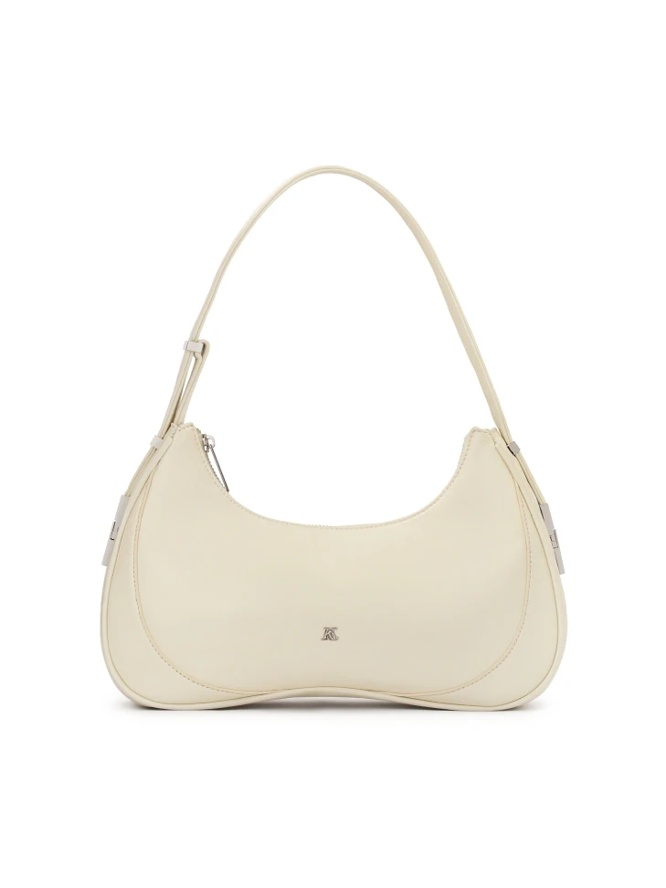 kazar Cream baguette handbag with silver hardware