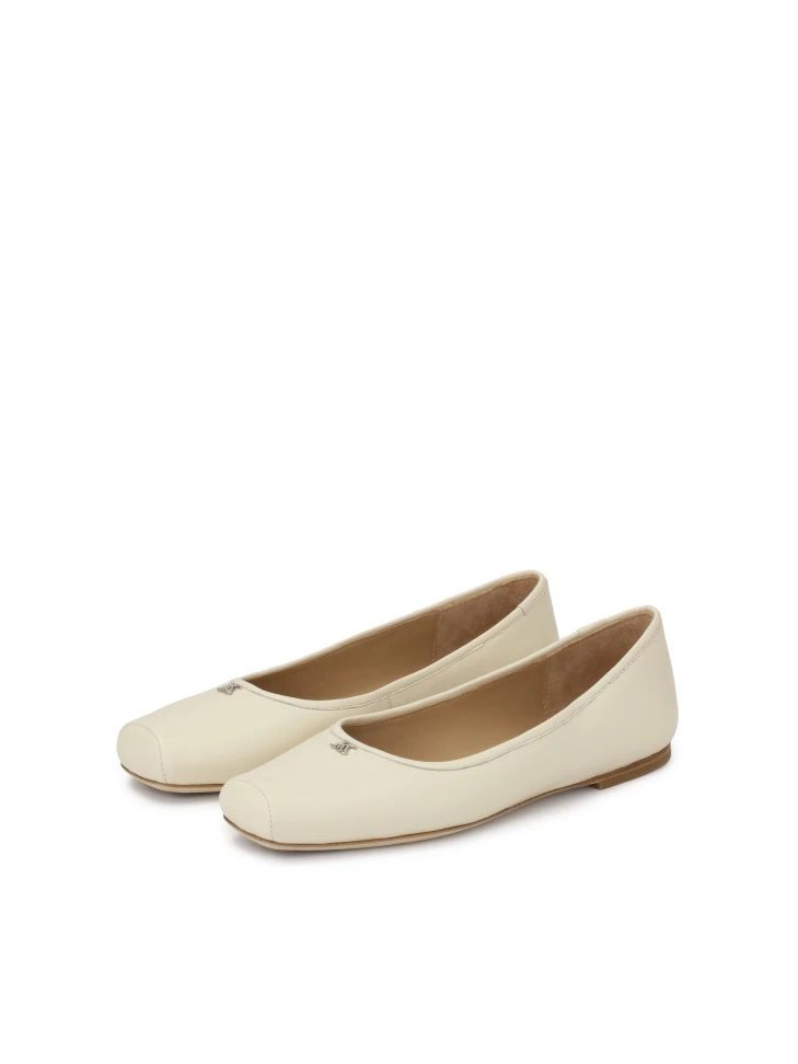 Kazar Cream Ballerinas With A Square Line