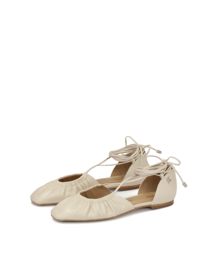 Kazar Cream Ballerinas With Cutout Upper