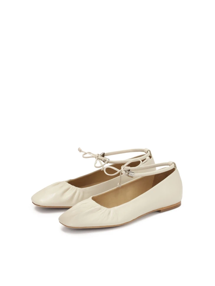 Kazar Cream Ballerinas With Ties