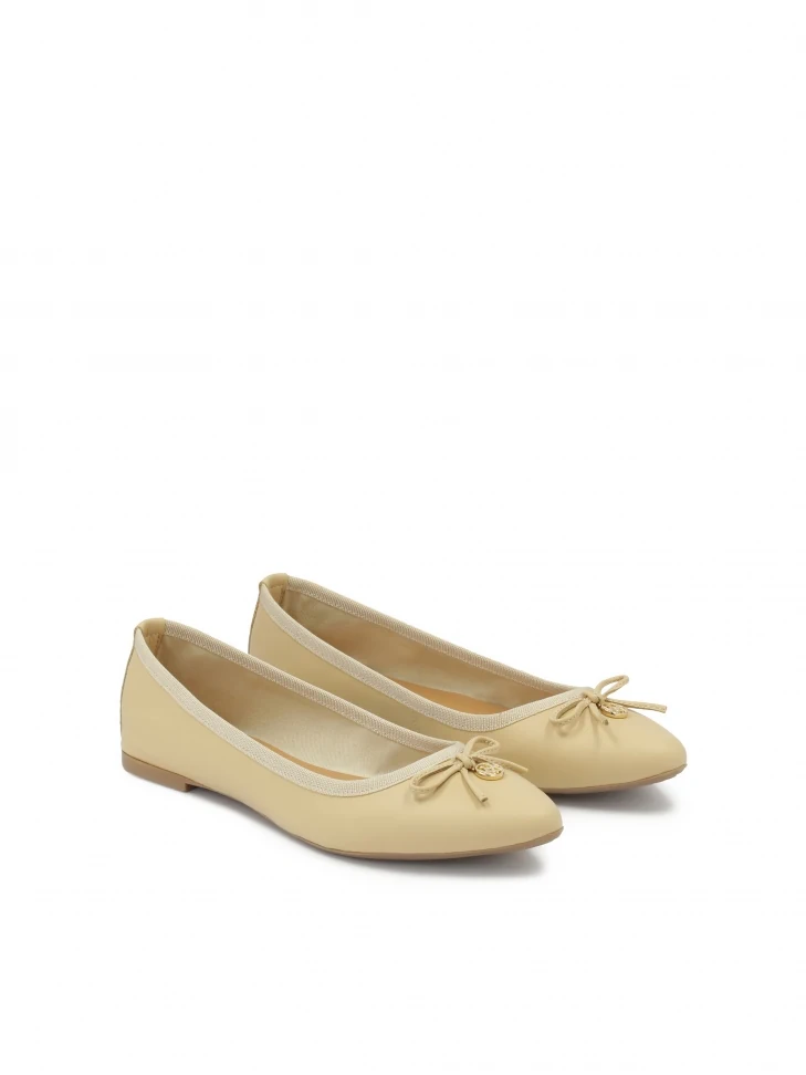 Kazar Cream Classic Leather Ballerinas