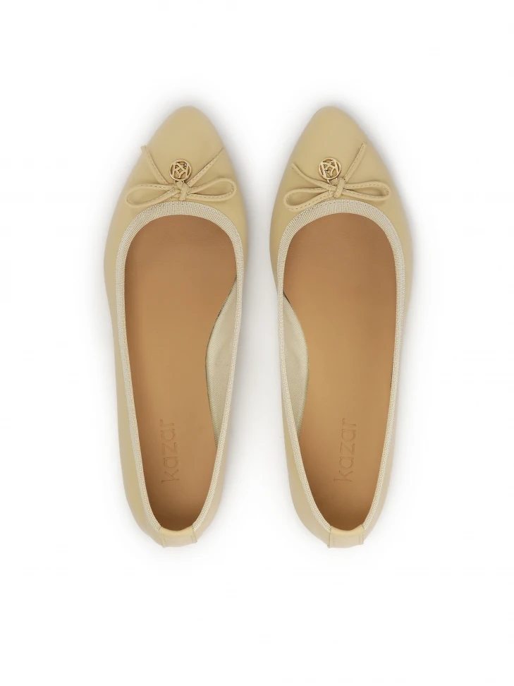 Kazar Cream Classic Leather Ballerinas