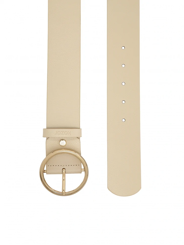 Kazar Cream Colored Belt With Round Buckle