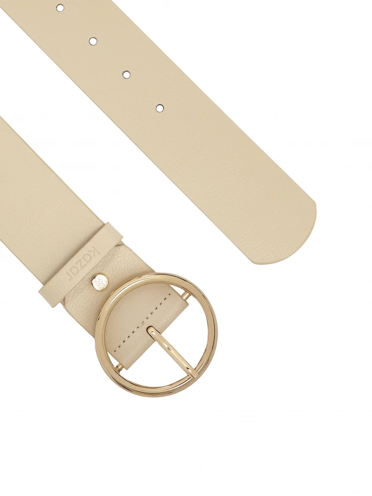 Kazar Cream Colored Belt With Round Buckle