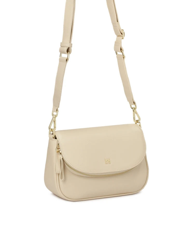 Kazar Cream Handbag With A Pocket In The Flap